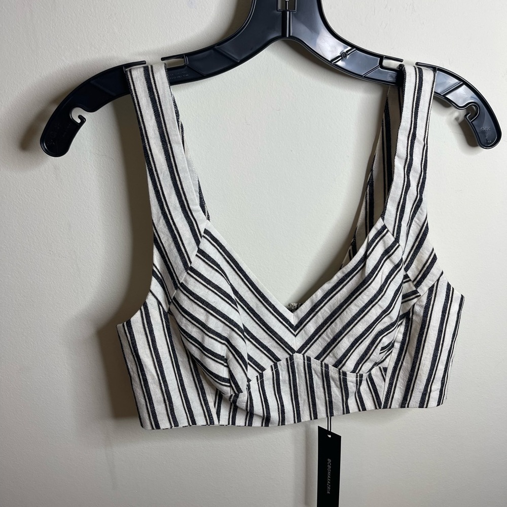 BCBG Generation Black Combo Exposed zipper crop top